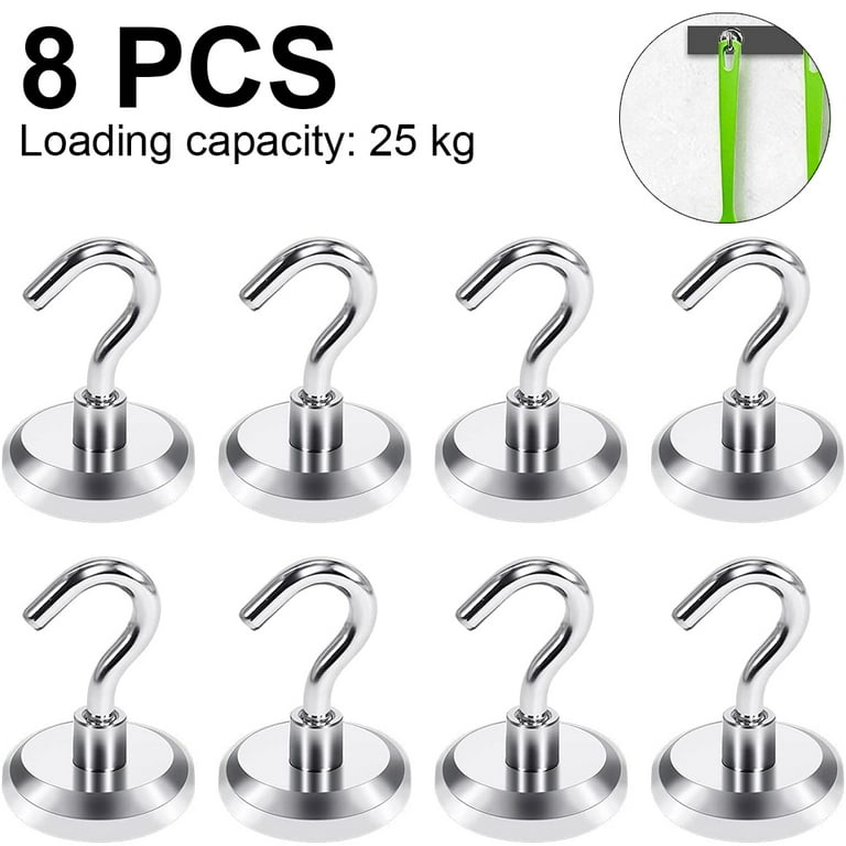 8pcs Magnetic Hooks Heavy Duty, Strong Magnet with Hook for Fridge, Super  Neodymium for Hanging, Magnetic Hanger for Toolbox, Cruise, Grill, Coat and