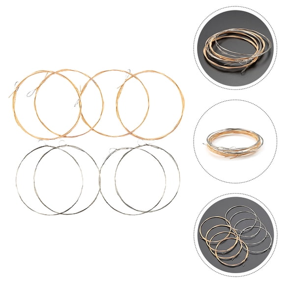 FRCOLOR Mandolin Replacement Strings with Steel Material for Erhu Use Assorted Color 8pcs Set