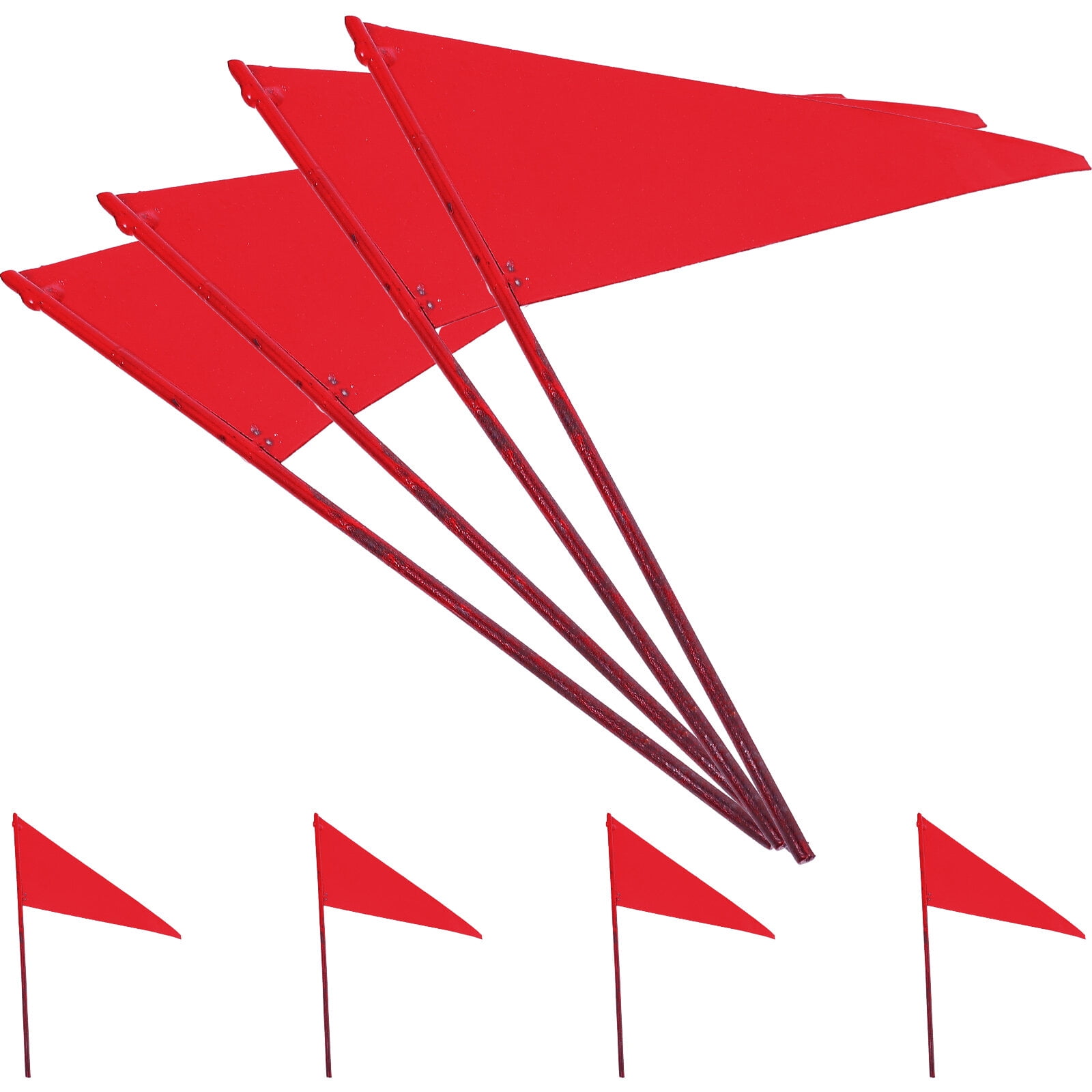 8pcs Marking Flags Triangular Iron Flags Lawn Sprinkler Irrigation Flags with Steel Pole