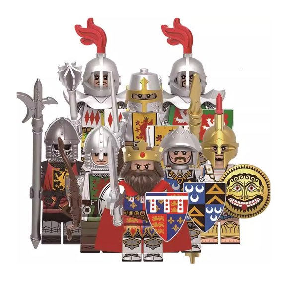 8pcs Medieval Warrior Minifigure Set Featuring Lionheart, Heaton, Knight Thomas, and Grey, Collectible Building Blocks Action Figures, Perfect Gift for Kids & Fans