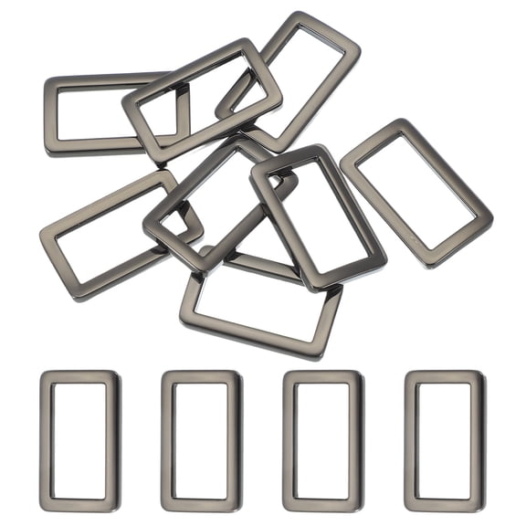 8pcs Metal Flat Rectangle Ring, 26mm(1inch) Metal Rectangular Buckle Rings Square Strap Webbing Loop for Bag Belt Purse DIY Craft, Gun Black