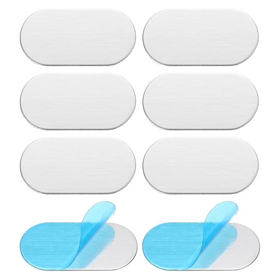 8pcs Metal Plate, 10x20x0.3mm Metal Plate Rectangle Adhesive Backing Replacement Discs Stickers for Phone Magnet Mount Car Holder Phone Case Wall Wood Glass, Silver Tone