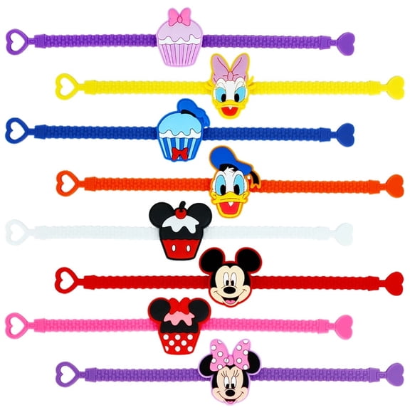 8pcs  Mickey Rubber Bracelets Wristband Bracelets for Birthday Party Supplies Favors Prize Rewards