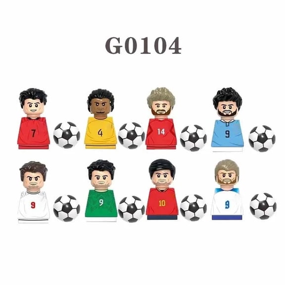 8pcs Mini Action Building Block Set Famous Soccer Football Player Figurines, World Stars Toy Gift for Fans