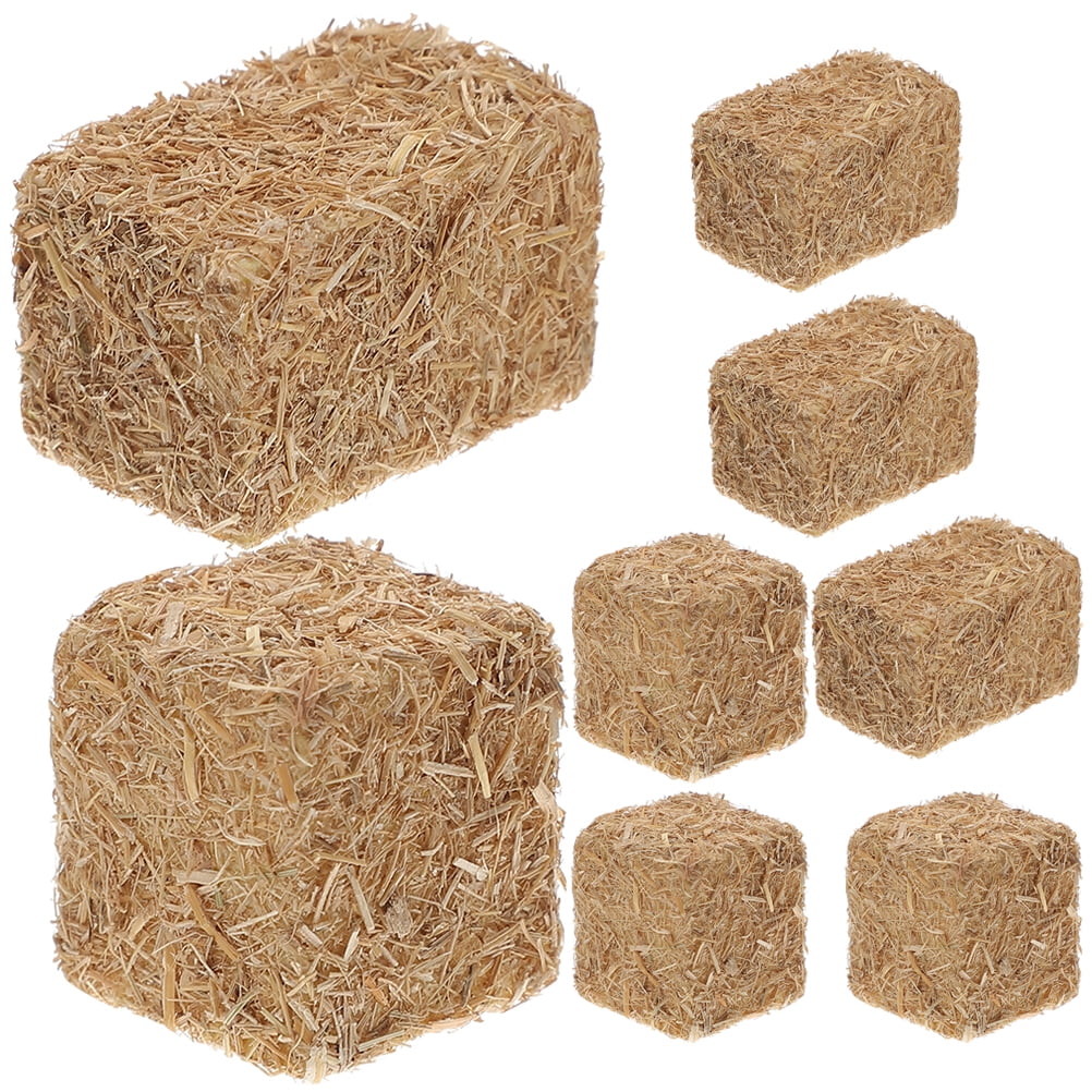 8pcs Mini Hay Bales Small Decorative Hay Table Decoration Rustic Mini