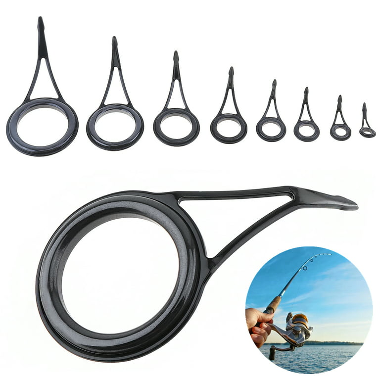 8pcs Mixed Size Stainless Steel Fishing Rod Guide Set Tip Rings