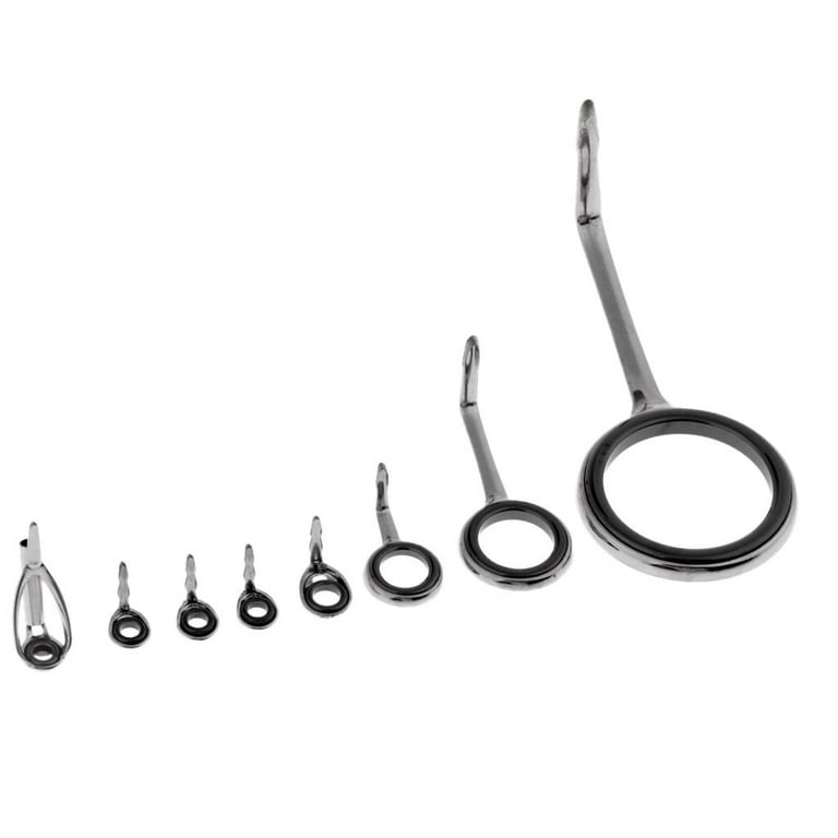 8pcs Stainless Steel Fishing Rod Tip Ring Eye Guide with Ring Repair Kit