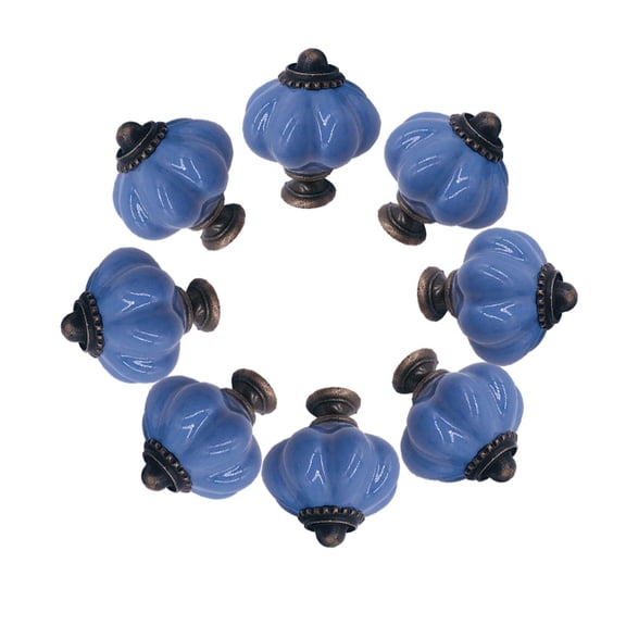 8pcs Nordic Style Ceramic Single Pumpkin Knobs Violet Purple Wardrobe Kitchen Garden Door Handle Modern Cabinet Handle with Screw