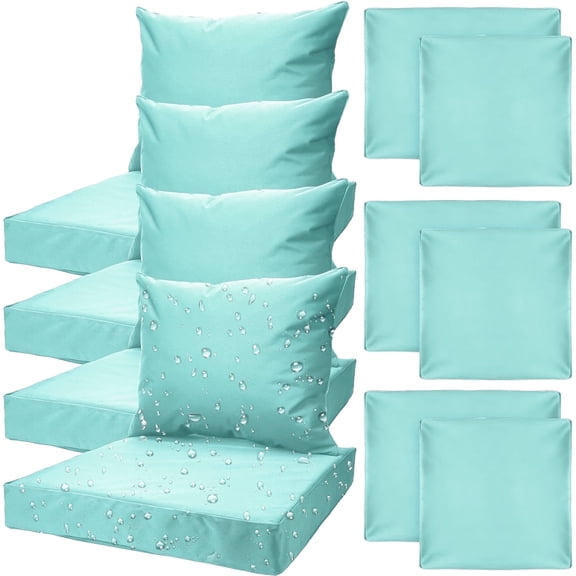 All Smiles Patio Furniture Replacement Chair Cushion Covers Set of 4 for Waterproof Resistant Covers for Seat Yard Garden Deck,24 x 20 Inch, 24 x 24 x 4 Inch,Aqua