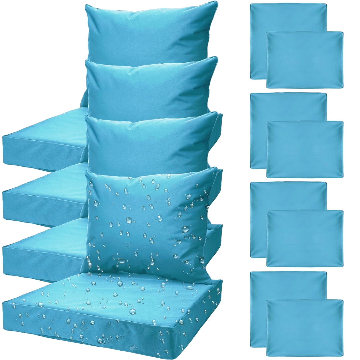 All Smiles Patio Furniture Replacement Chair Cushion Covers Set of 4 for Waterproof Resistant Covers for Seat Yard Garden Deck，24 x 20 Inch, 24 x 24 x 4 Inch，SkyBlue