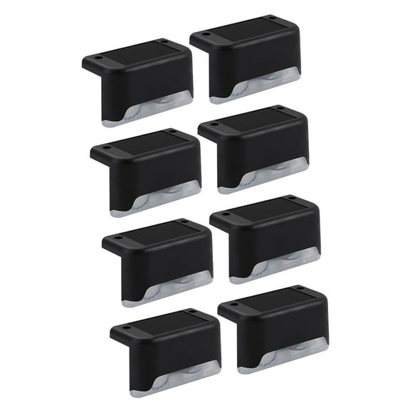 8pcs Outdoor Solar LED Deck Lights Path Garden Patio Pathway Stair Step Fence Lamp (Black)