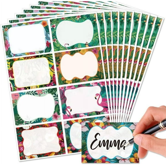 8pcs PVC Waterproof Blank Label Stickers Writable Adhesive Label Rectangle Flower Sticker: 85x60mm