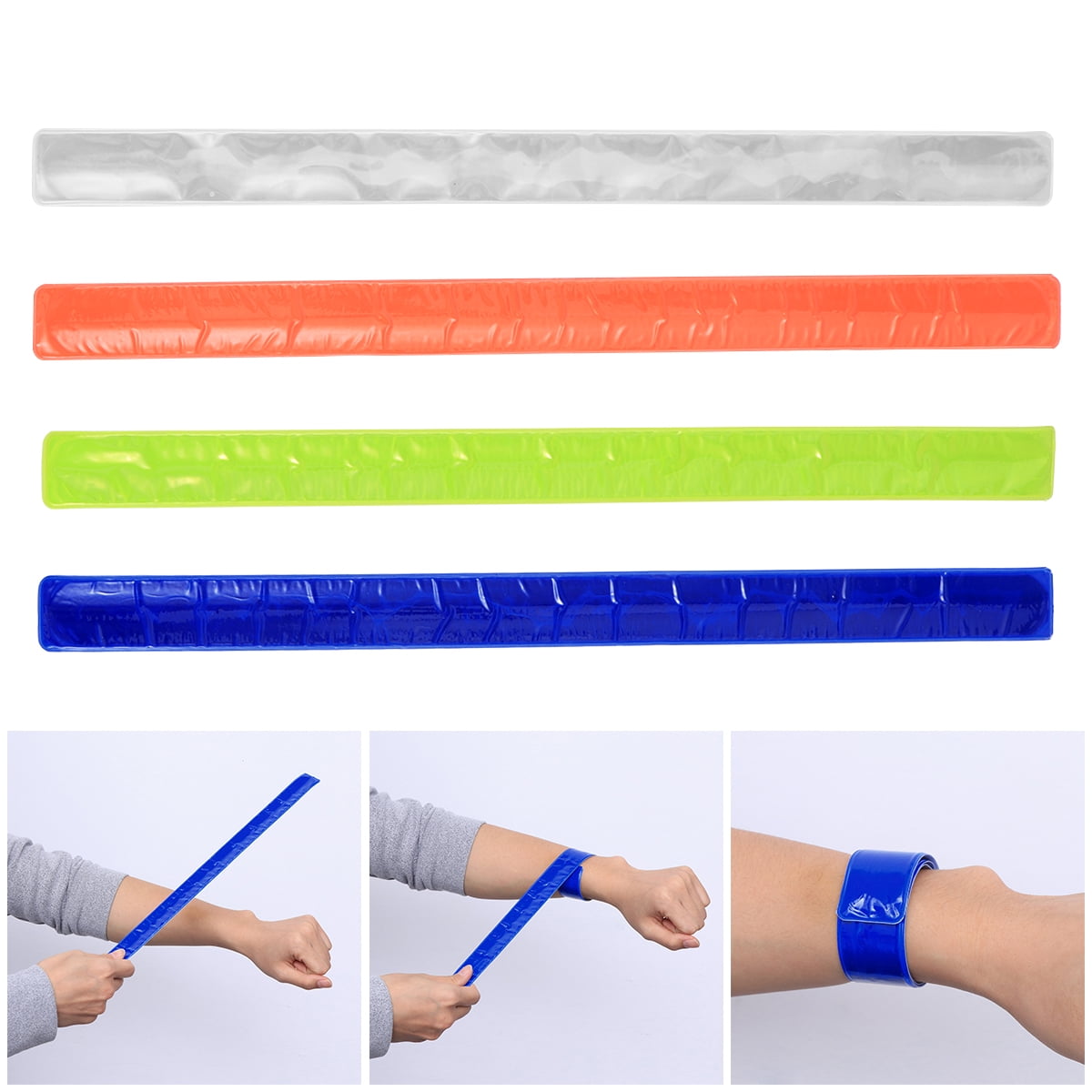 8pcs PVC Wrist Band Slap Bands Night Running Reflective Bracelets