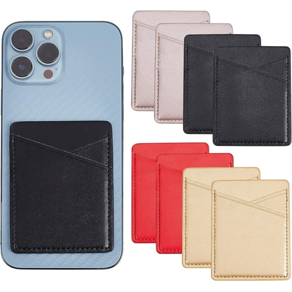 8pcs Phone Card Holder 4 Colors Self Adhesive Phone Card Pocket PU Leather Cell Phone Card Case Pouch Stick On Wallet Sleeve RFID Card ID Credit Card ATM Card diy