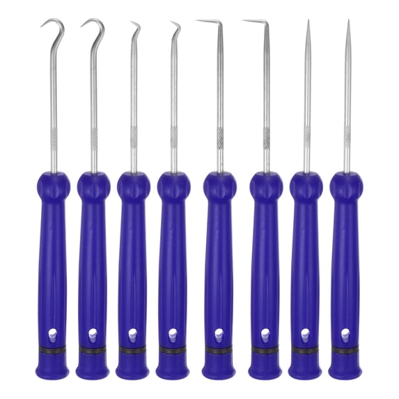 8pcs Pick and Hook Set 165mm Zinc Alloy Nylon Handle for O Rings, Blue