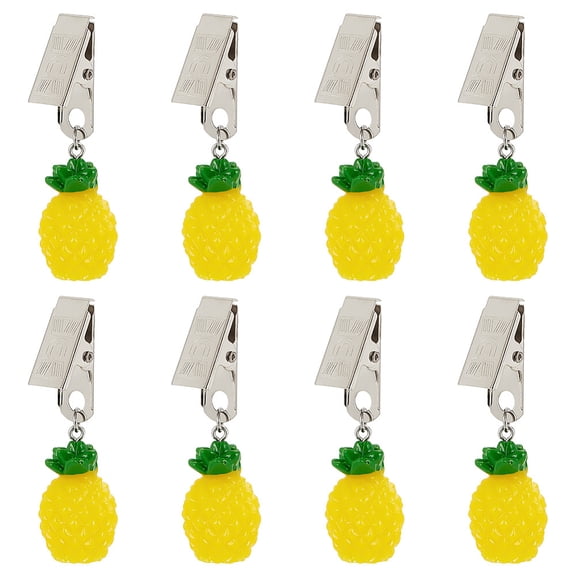 8pcs Pineapple Table Cloth Weight Fruits Table Cover Weight Resin Cloth Weights Clips Tablecloth Weights with Metal Clips for Decoration Outdoor