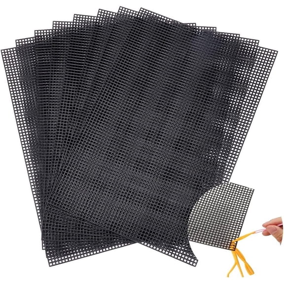 8pcs Plastic Mesh Canvas Sheets Rectangle Blank Needlepoint Canvas Sheets for Embroidery DIY Crochet Canvas Shaper Knitting Mesh Plates Handmade Yarn Crafting Crochet Project Black for DIY