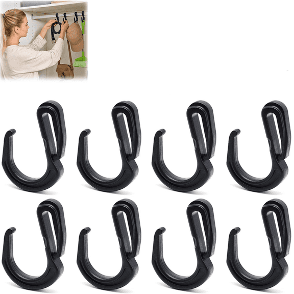 8pcs Plastic S Hook Clips, Carabiner Clips,Portable Adjustable Space Savingfor Cargo Bungee Net Truck Net Truck Organizer(wwx)