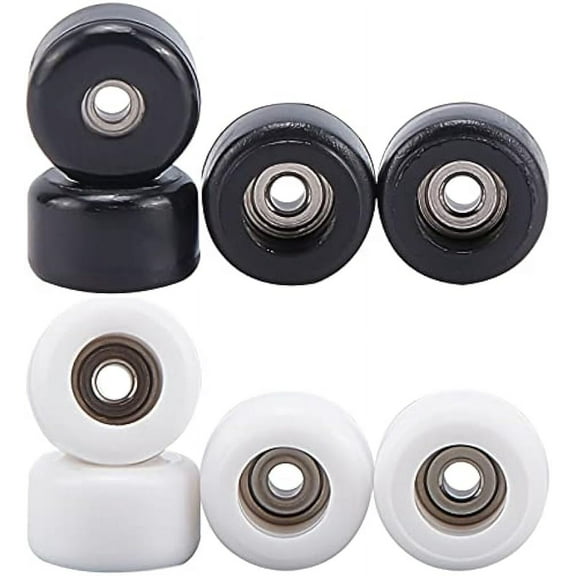 8pcs Polyurethane Fingerboard Bearing Wheels Black/White Fingerboard CNC Lathed Bearing Wheels Mini Skateboard CNC Bearing Wheels