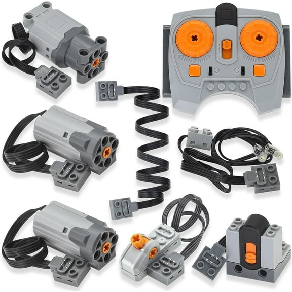 8pcs PowerFunction Technic-Motor Kit IR Receiver Remote Control Switch-Light Extension Cord Technic-Parts