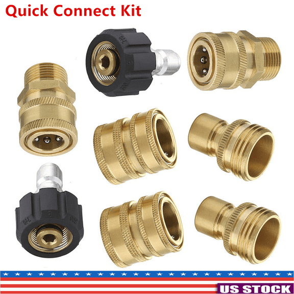 8pcs Pressure Washer Adapter Set, Quick Disconnect Kit, M22 Swivel to 3/8'' Quick Connect, 3/4" to Quick Release