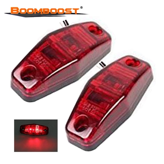 8pcs Red 2-LED Truck Side Marker Lights 1030V Universal, IP67 Waterproof Wide Warning Lamps for Trailer & Commercial Vehicles