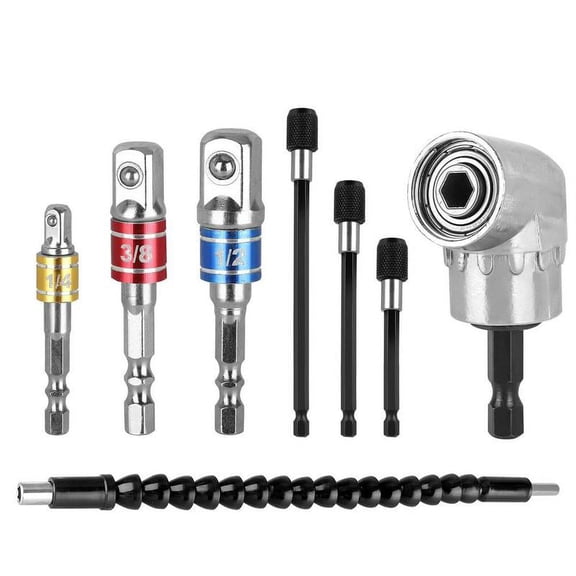 8pcs Right Angle Drill Adapter Extended Hex Shank Sleeve