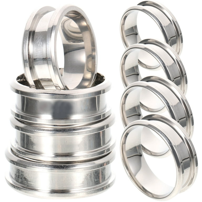 8pcs Ring Blanks Grooved Plain Finger Ring Stainless Steel Finger Ring  Jewelry Making