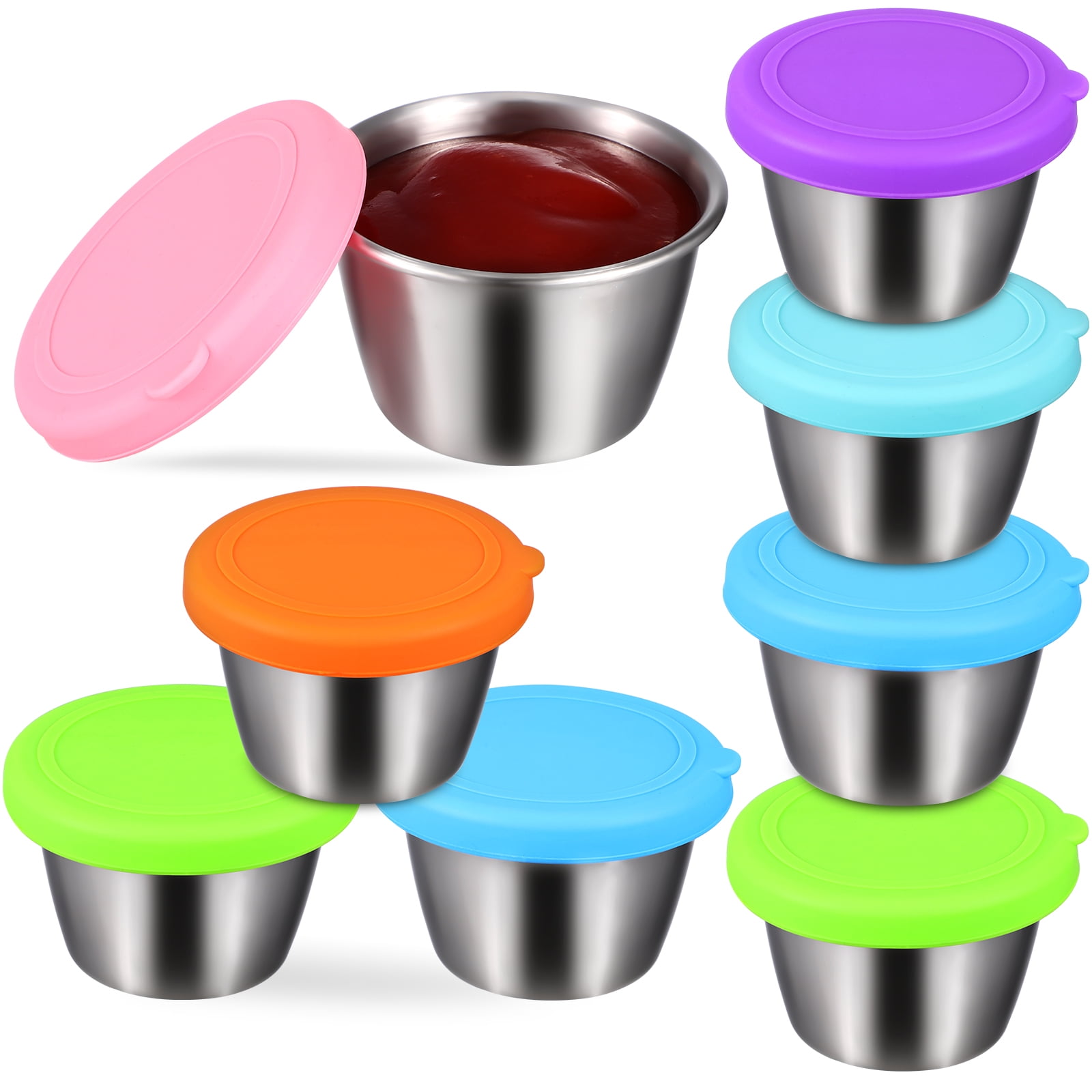 8pcs Salad Dressing Containers Small Sauce Dipping Containers Reusable