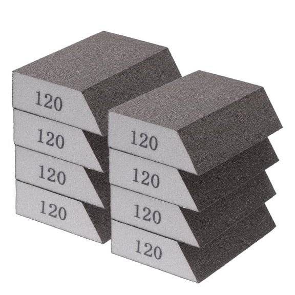 Uxcell 8pcs Sanding Sponge Blocks 120# (400-500 Grit) Sanding Sponge with Angled Edge 4"x2.8"x1", Washable and Reusable Foam Sanding Block for Polishing Kitchen Metal Wood Drywall Home