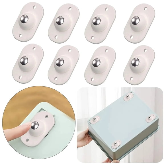 8pcs Self Adhesive Caster Wheels Mini Swivel Stainless Steel Paste 360 Degree Rotation Sticky Pulley For Bins Storage Box