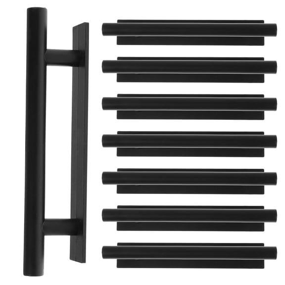 FONDOTIN 8Pcs No Drill Self-Adhesive Black Plastic Door Handle for Easy Install Window Use