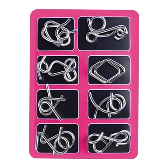 8pcs Set 3D Metal Puzzle Solving,Metal Brain Teaser Puzzles for Adults, Reverse Thinking Physics Mind Games,Brain Teaser IQ Test Disentanglement Iron Link Unlock Interlock Game