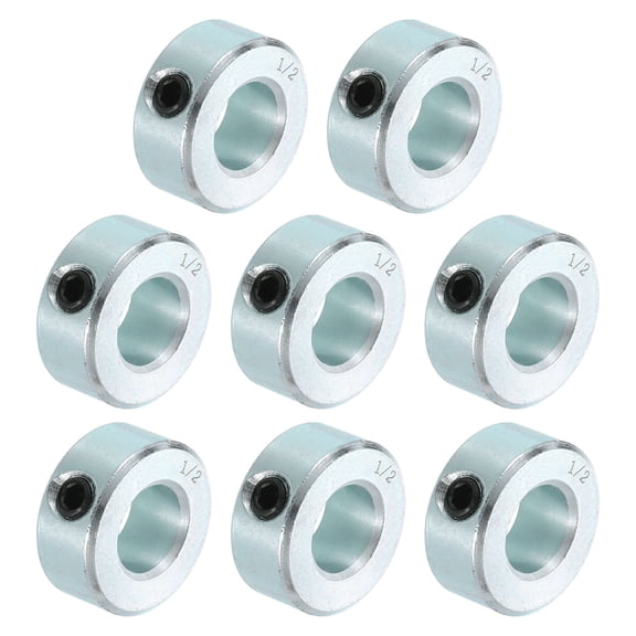 8pcs Set Screw Collars 1/2" Bore Carbon Steel Shaft Collars, 1" OD, 7/16" Width Lock Axle Collar Clamp