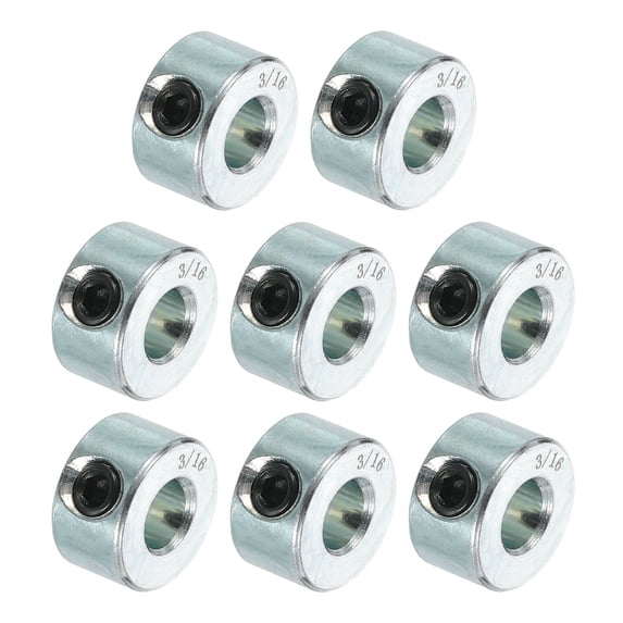8pcs Set Screw Collars 3/16" Bore Carbon Steel Shaft Collars, 7/16" OD, 1/4" Width Lock Axle Collar Clamp