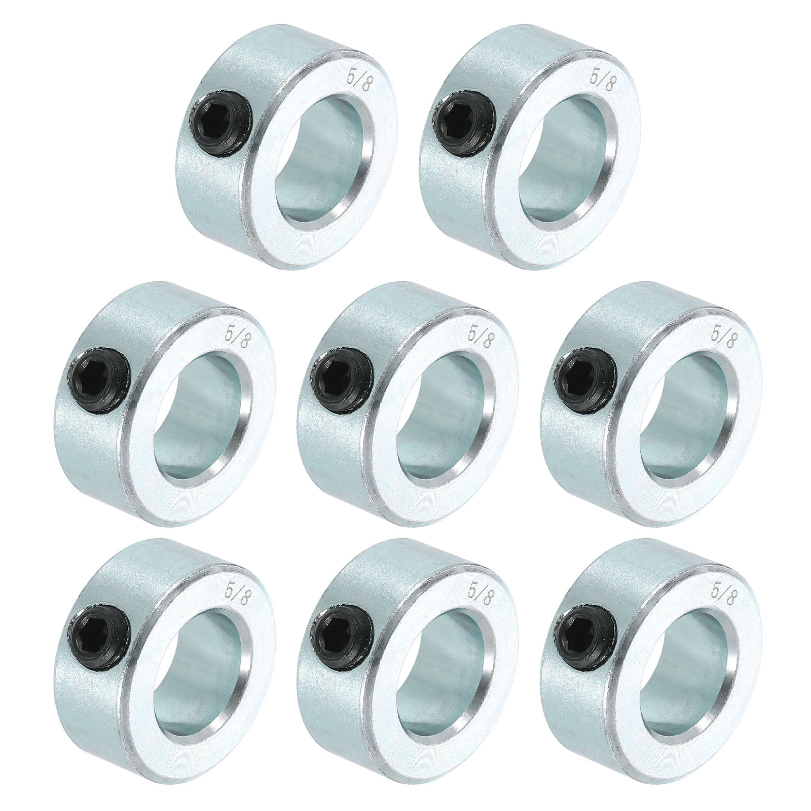 8pcs Set Screw Collars 5/8" Bore Carbon Steel Shaft Collars, 1-1/8" OD, 1/2" Width Lock Axle Collar Clamp