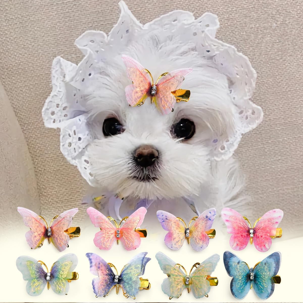 8pcs Set Small Dog Hair Accessories Bow Punk Gold Butterfly Hair Clip for Small Dog Yorkie Dog Maltese Dog Teddy Dog Walmart