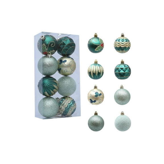 8pcs Shatterproof Christmas Ball Ornaments Set with Hooks, Multicolor Plastic Baubles for Christmas Tree, Holiday, Wedding, Party and Home Decorations