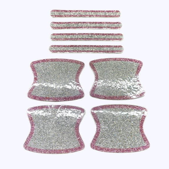 8pcs Shiny Car Door Handle Protective Sticker, Sparkly Crystal Rhinestone Door Bowl Cover Decal, Car Accessories Pink