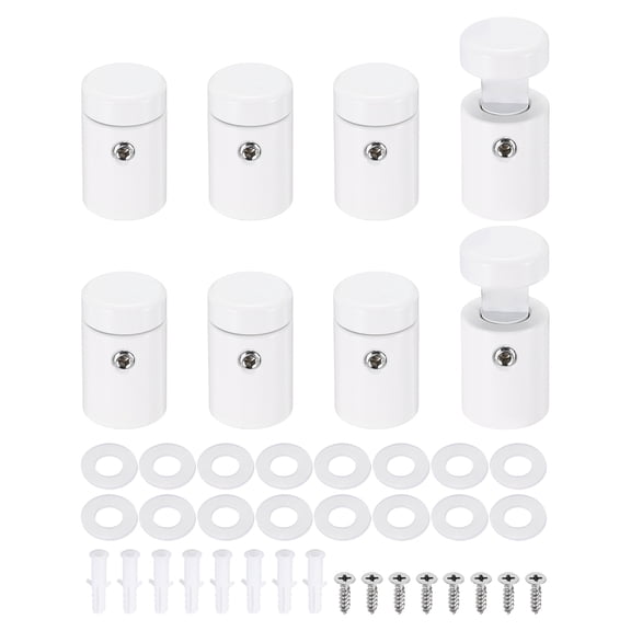 8pcs Side Clamp Standoffs, 5/8" x 3/4" White Aluminum Standoff Screws Wall Sign Mounting Hardware Edge Grips for Acrylic Signs, Hanging Picture Frame, Advertising