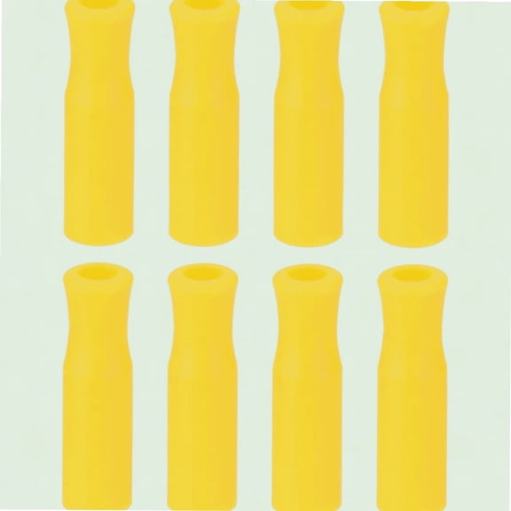 8pcs Silicone Straw Tips, Soft Reusable Straws Covers, Yellow