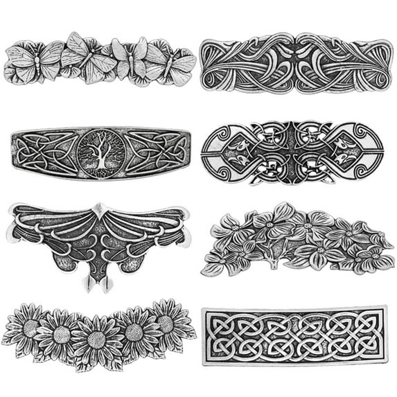8pcs Silver Vintage Viking Hair Clips Viking Long Hair Clips Gothic Women Hair Accessories Jewelry Gifts