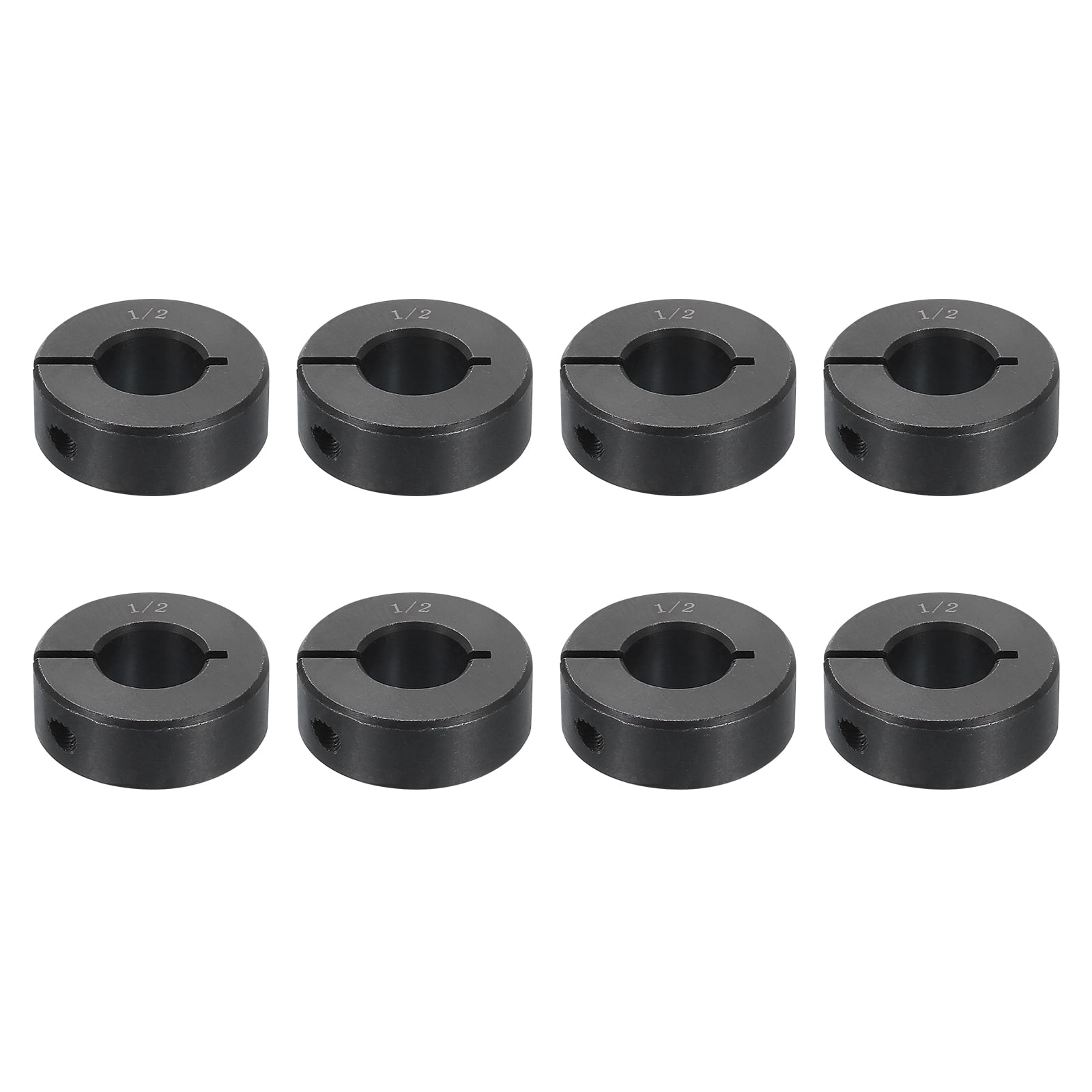 8pcs Single Split Shaft Collar 1/2" Bore One-Piece Clamping Collar, Black Oxide Steel Lock Collar Clamp