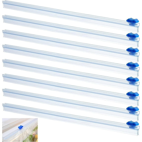 8pcs Slide Cutter 13" Reusable Food Wrap Cutter Blue Cling Film Cutter Plastic Wrap Dispenser Refillable Home Kitchen Supply for Tin Foil Cling Wrap Paper