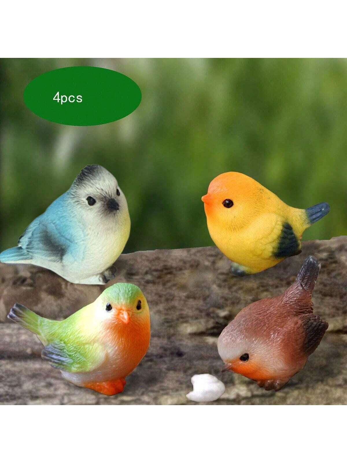 8pcs Small Bird Decor Figurine Miniature Bird Statue Micro Cute