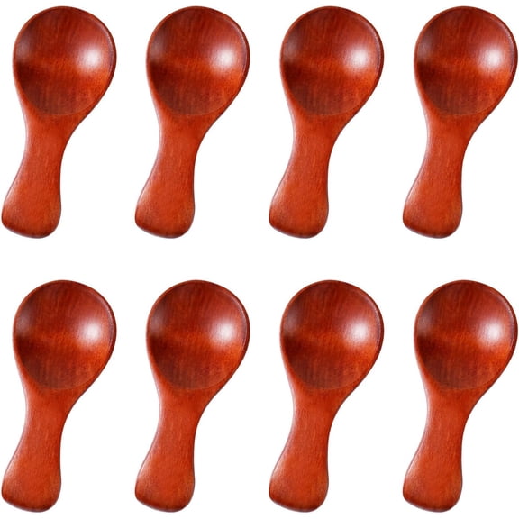 8pcs Small Wooden Spoons, Mini Condiment Spoons Tiny Spoons Miniature Wooden Serving Utensils for Spices Sauces Sugar Honey