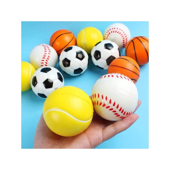 8pcs Solid Sponge Stress Relief Bouncy Balls Soccer Basketball Tennis Baseball Shaped Squeeze Foam Balls Stress Ball Football Ball Balls Toys Rubber Balls