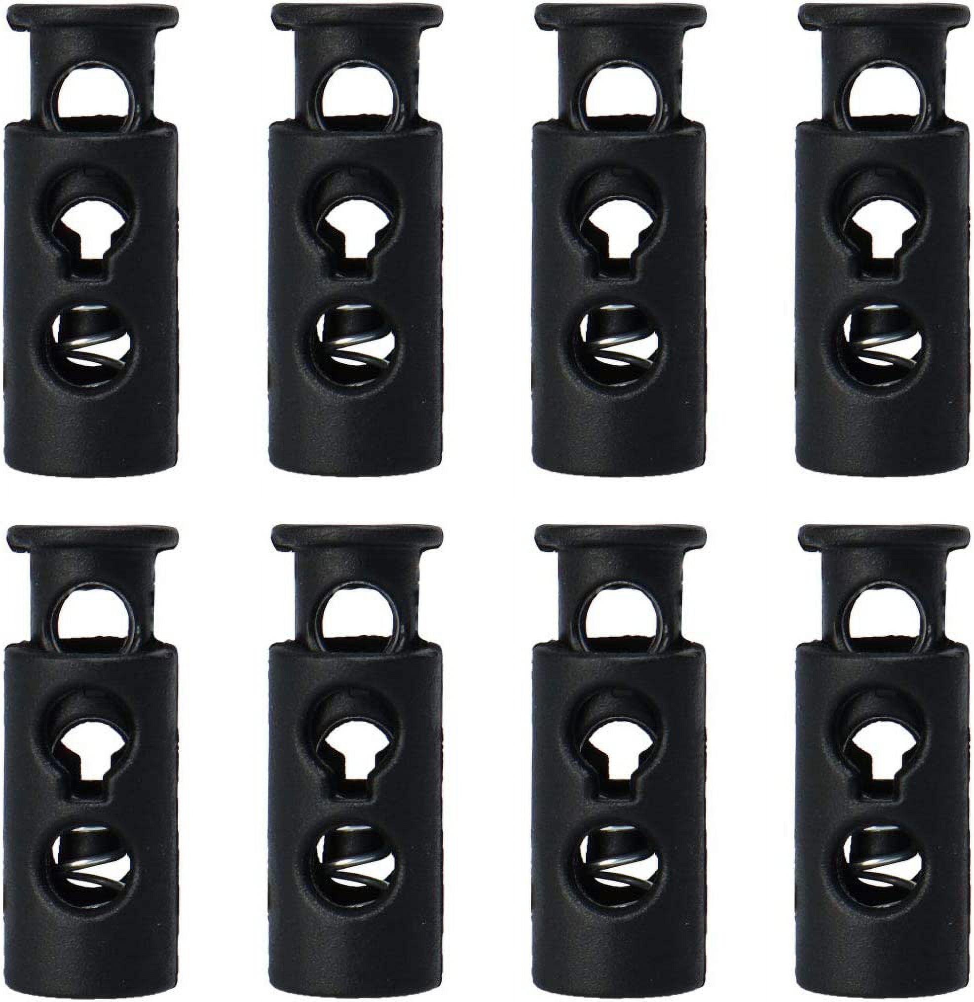 8pcs Spring Cord Locks Plastic End Stopper Double Holes Toggle Fastener
