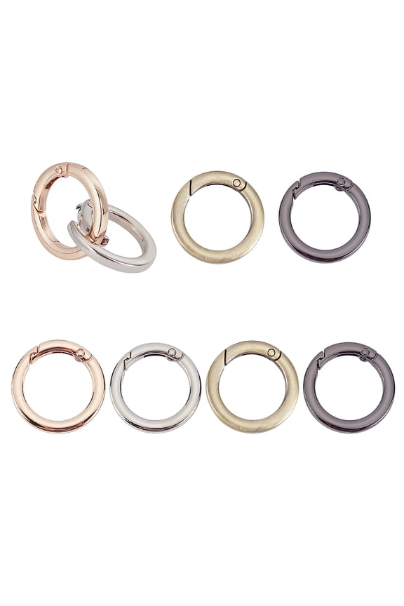 8pcs Spring O Ring 4 Colors Round Carabiner Key Ring 35mm/1.38" Round Snap Ring Hook Metal Circle Trigger Rings for Bag Purse Strap Keychain Cloth Accessory Hanging Crafts DIY