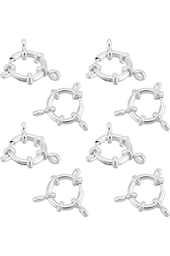 8pcs Spring Ring Clasps Stainless Steel Silver Modern Jewelry Clasps 14mm 4mm Thick 2.5mm Hole for Necklaces Bracelets DIY Jewelry Making DIY